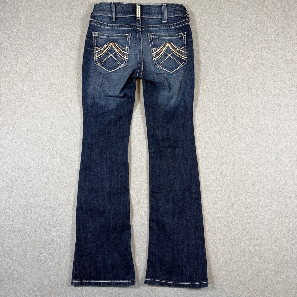 Ariat REAL Dark Wash Low Rise Bootcut Jeans Women 27S Rosy Whipstitch Western
